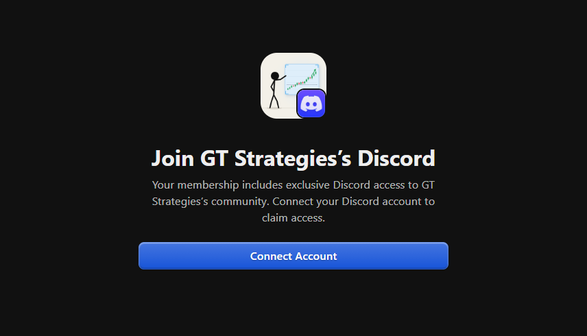 Whop Discord page with the Connect Account button