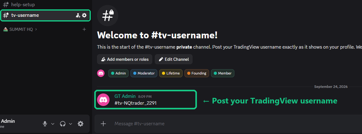 The private tv-username channel in the GT Strategies Discord